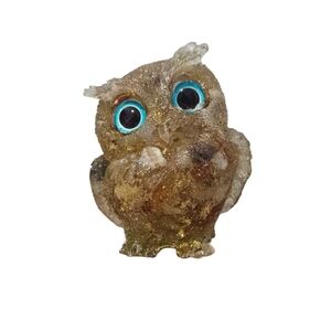 Yellow Onyx Crystal 2" Owl with Gold foil and Exopy Resin